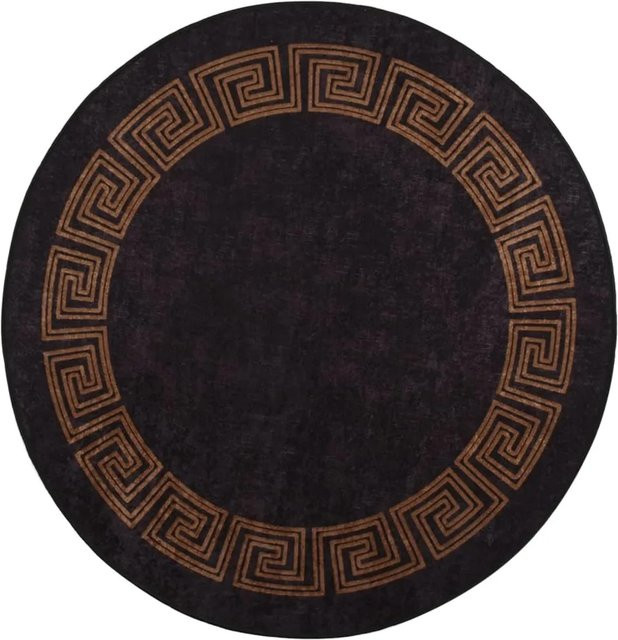 vidaXL Teppich Rund in Schwarz und Gold, Waschbar und Rutschfest, Durchmesser: 200 cm - Bild 1