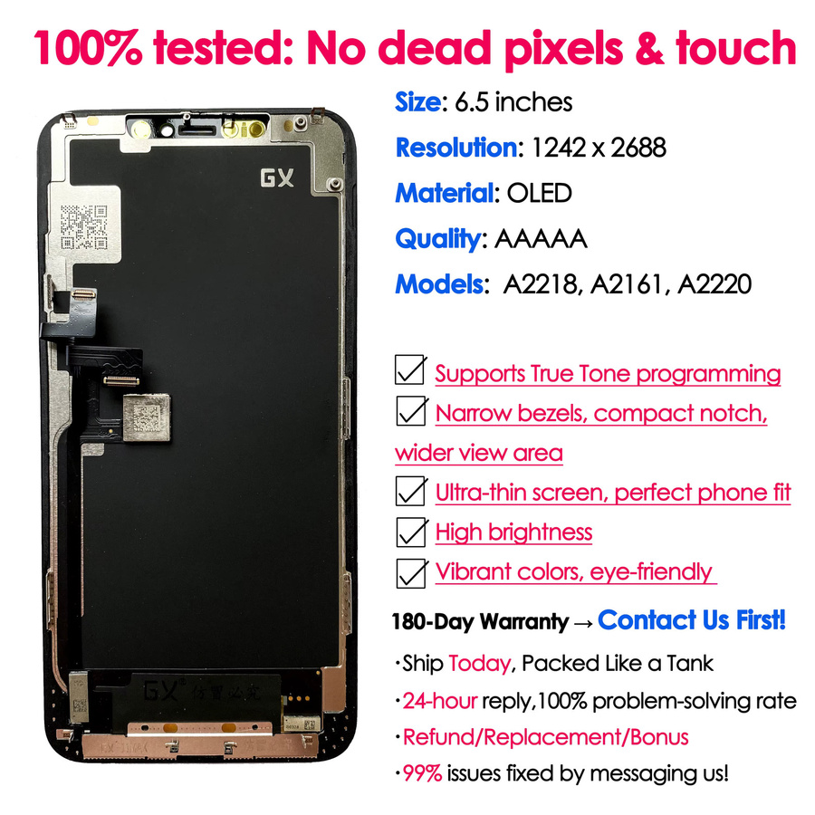 BINYEAE GX OLED Display Ersatz für iPhone 11 Pro Max in Schwarz inklusive Montage Reparatur Kit - Bild 2