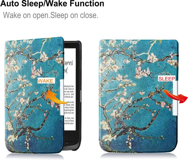 Magnetische Smart-Hülle für Pocketbook Touch Lux 5 PB628 PB628-DY aus PU-Leder in Blau mit automatischem Schlaf- und Wachmodus - Bild 1