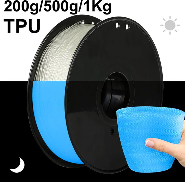 3D Maliang TPU Filament Blau Leuchtet im Dunkeln Flexibles 3D-Druckmaterial für FDM 1,75mm - Bild 1