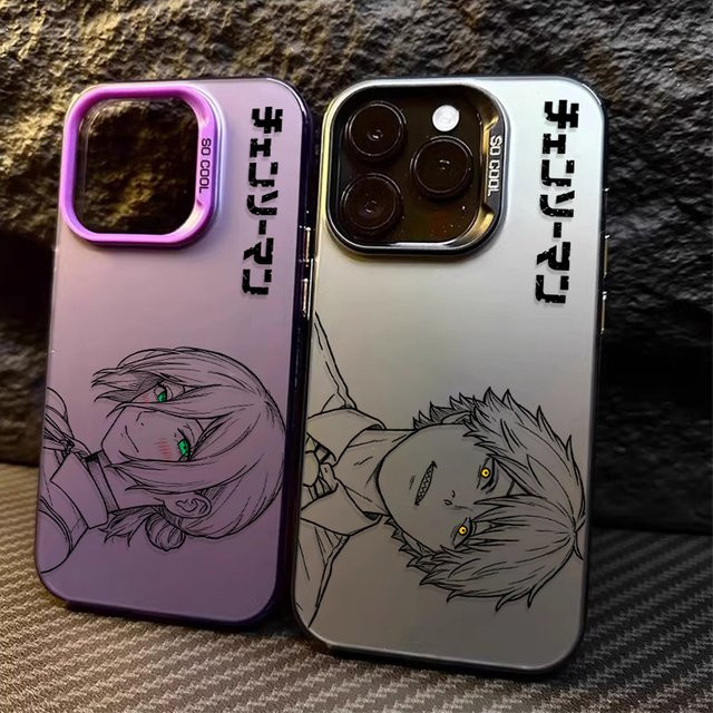 Handyhülle Chainsaw Man Reze Denji Couple Simple Line Art für Samsung Galaxy S26 S25 S24 S23 S22 Note20 FE Ultra Plus 4G 5G in Multicolour - Bild 1