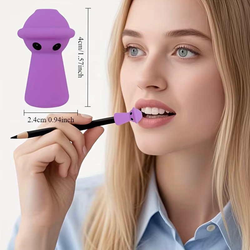 TWBEB Ergonomischer Silikon-Stifthalter in Mehrfarbig und Beige als Anti-Biss-Bleistiftaufsatz für Kinder, 7 Stück - Bild 3