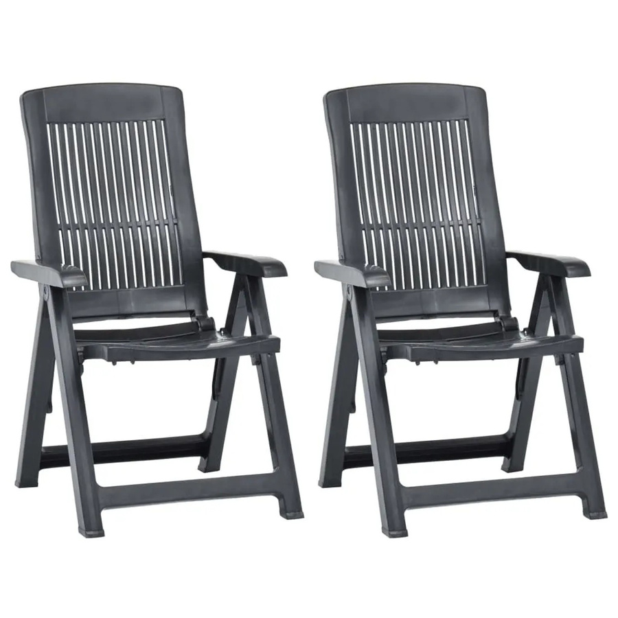Furnicato Set aus 2 verstellbaren Gartenstühlen aus Kunststoff in Anthrazit mit Armlehnen, B/T/H: 55 x 60 x 109 cm - Bild 2