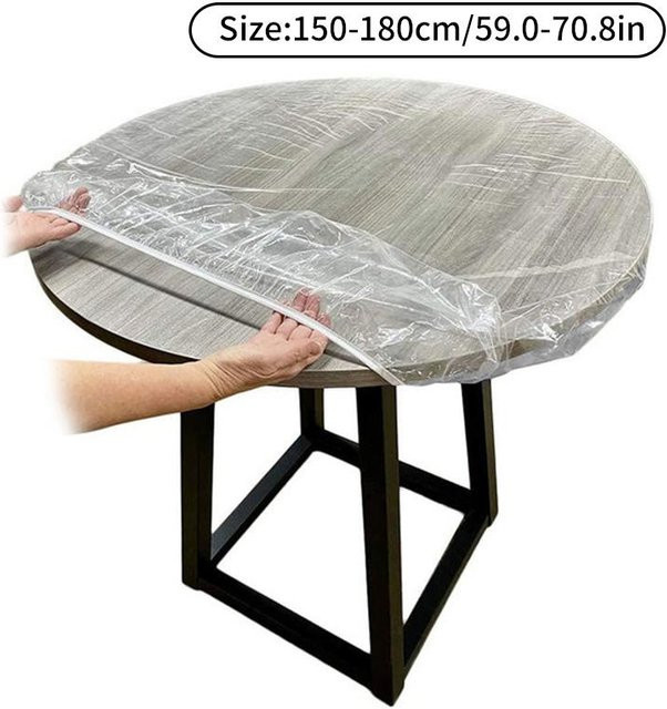Transparente runde Tischdecke aus wasserabweisendem PVC mit elastischem Rand von 4OYourSecret - Bild 1
