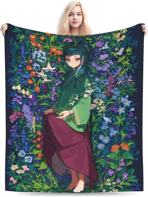 Ashwood Apparel Samtdecke Die Tagebücher einer Apothekerin Anime Maomao, Grau/Mehrfarbig, B/T: 75 x 95 cm - Bild 1