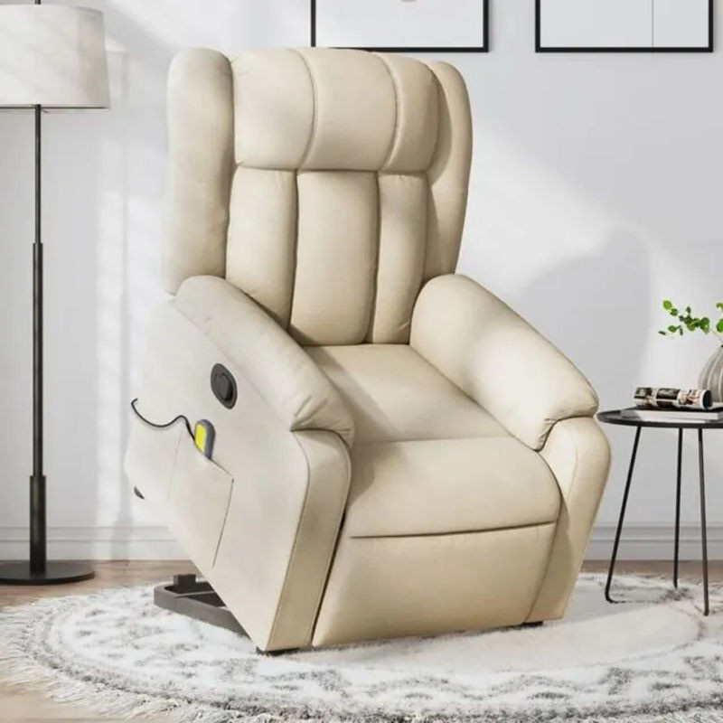 Massagesessel mit Aufstehhilfe für Senioren von vidaxl in Creme mit Stoffbezug - Bild 1