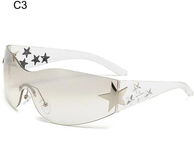 Sternförmige Wrap-Around-Sonnenbrille, randlos, Unisex, transparent, Plastic - Bild 1