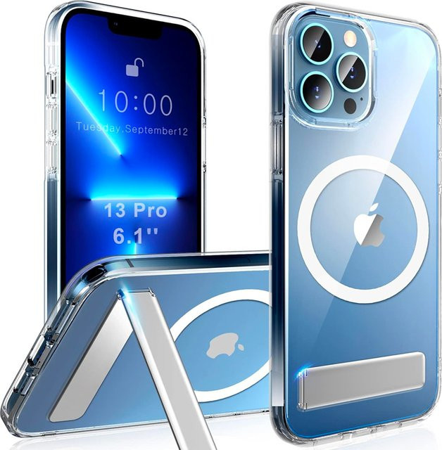 UYUXIO Magnetische Handyhülle mit Ständer in Transparent für iPhone 17 Pro Max 16 15 14 13 12 11 Plus Mini - Bild 1