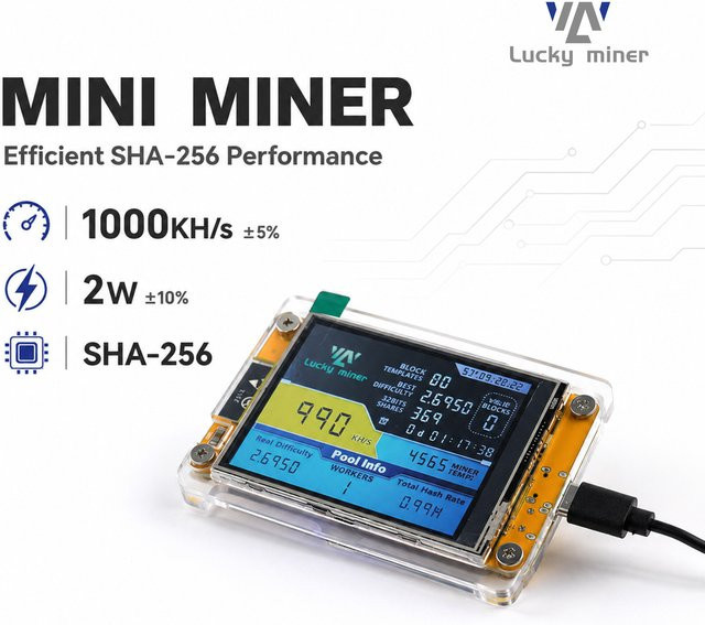 Lucky Miner LV04 Solo Bitcoin Miner 1000KH/s Blockchain-Lotterie-Mining-Gerät für Kryptowährungen - Bild 1