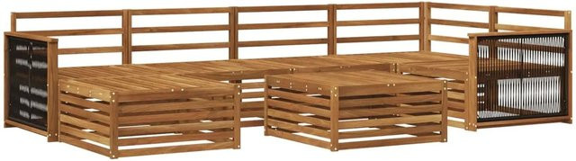 vidaXL Outdoor-Sofagarnitur aus Akazienholz in Braun, 7-teiliges Set im modernen Latten-Design - Bild 1