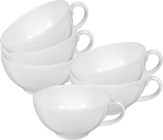 Seltmann Weiden Teetassen Rondo/Liane aus Porzellan, Weiß, 6er Set, 0,20 l pro Tasse - Bild 1