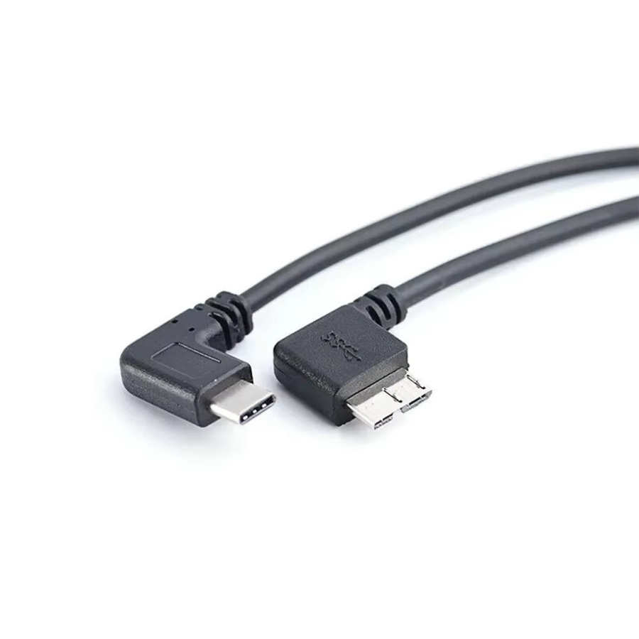 BSN USB 3.1 Typ-C auf USB 3.0 Micro B Adapter mit 90 Grad Winkel, 5 Gbit/s Datenübertragung, OTG für Festplatte, Handy und PC, Schwarz - Bild 2