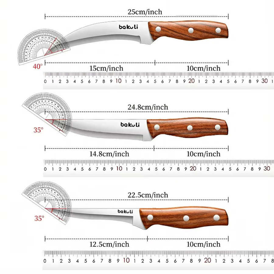 PLYS Knochenschneidemesser aus Edelstahl mit Holzgriff, 3er-Set - Bild 5