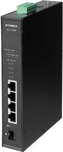 Edimax IGS-1105P Industrieller 5-Port Gigabit PoE+ DIN-Schienen-Switch mit 1 SFP Port in Schwarz - Bild 1