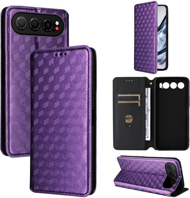 ZTE nubia Air Flip Cover Handyhülle aus PU Leder in Violett mit RFID-Blockierung und Ganzkörperschutz - Bild 1