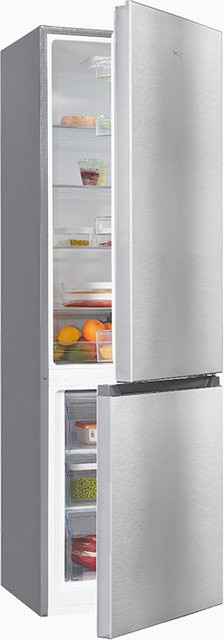 Exquisit KGC5265-70-010E Kühl-Gefrierkombination in Silver mit Inoxlook, Standgerät mit umkehrbarer Tür und LED-Innenbeleuchtung, B/T/H: 55 x 60 x 198 cm - Bild 1