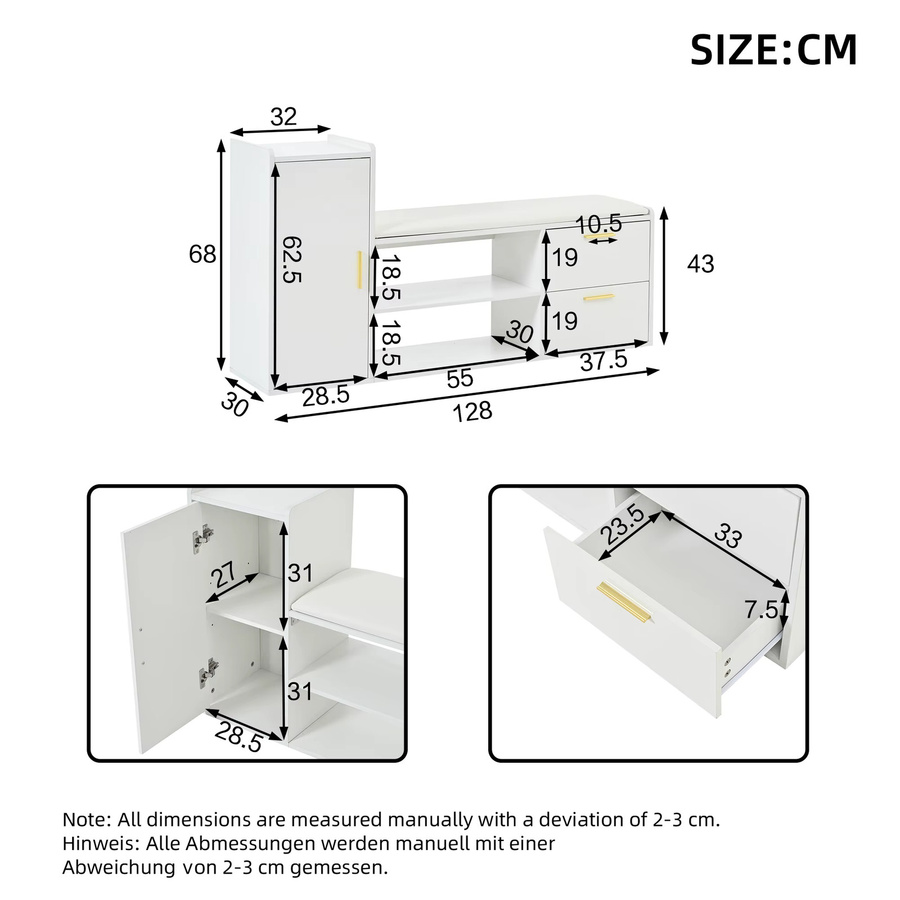 Svintora Schuhbank in Weiß mit gepolstertem Sitz und modernem Design für Flur und Wohnzimmer - Bild 3