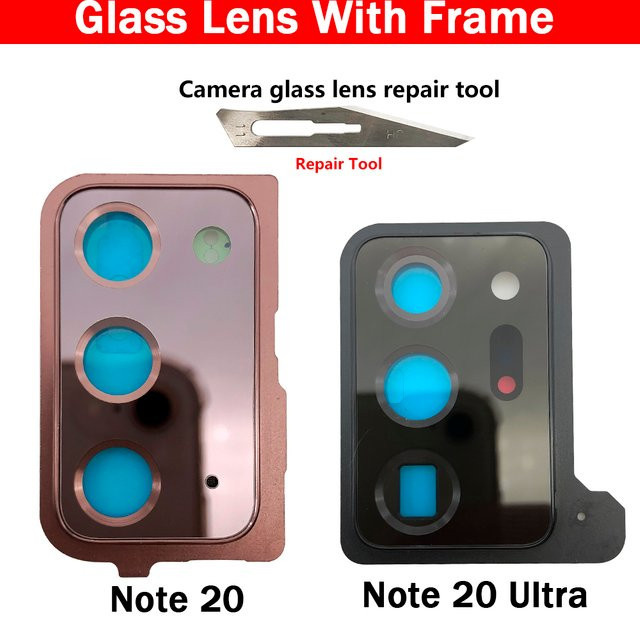 2 Stück Glaslinsen mit Rahmen für Samsung Note 20 Ultra als Ersatzteil für die Rückkamera - Bild 1
