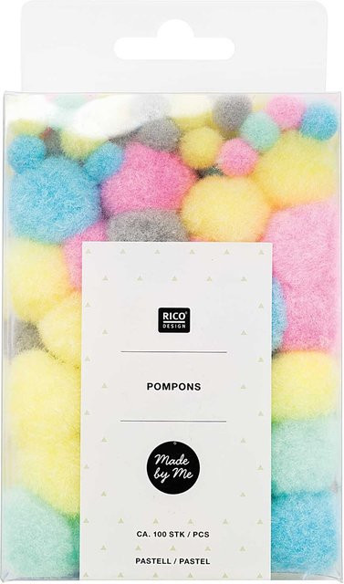 Rico Design Pompons in Pastellfarben, Durchmesser 8 mm und 20 mm, ca. 100 Stück - Bild 1