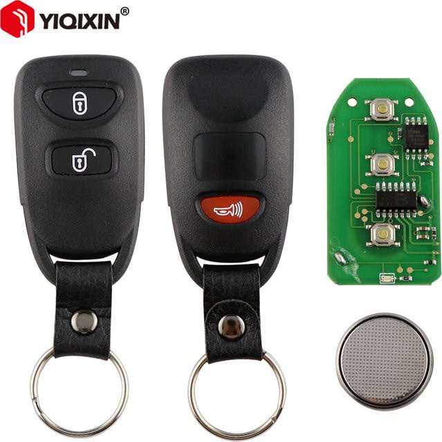 Yiqixin Funkfernbedienung Autoschlüssel 433MHz mit 2 Tasten für Hyundai Tucson, Santa Fe, Elantra (2006-2013) und Kia Carens in Schwarz - Bild 1