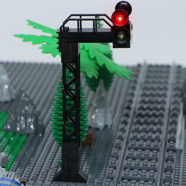 TEDDOO LED Stadt Serie Zug Signal Ampel MOC Bausteine DIY Straßenlampe Zubehör in Schwarz - Bild 1