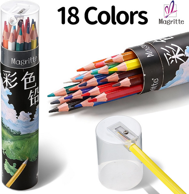 Magritte Aquarell-Buntstifte-Set mit 18 Farben und Anspitzer für Erwachsene zum Malen und Skizzieren in Multicolour - Bild 1