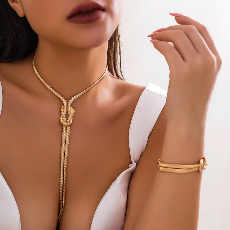 SHIXIN Schmuck-Set, Kreuz-Link-Kette und Armband, Gold, Damen - Bild 2