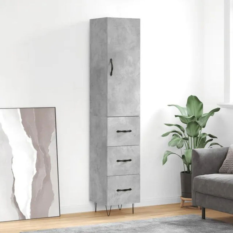 Vidaxl Hoher Schrank in Betongrau im Industrial Design, B/T/H: 34,5 x 34 x 180 cm - Bild 1