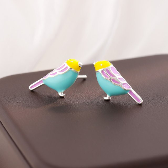 GaGa-Duck Ohrstecker, 925 Silber, Bunt, Unisex - Bild 1