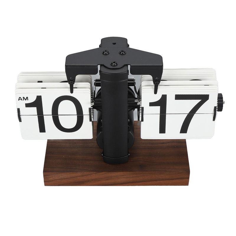 CosyHome Retro Mechanische Flip-Uhr mit Holzbasis, Digitaler Tischwecker im Vintage-Design, mehrfarbig - Bild 3