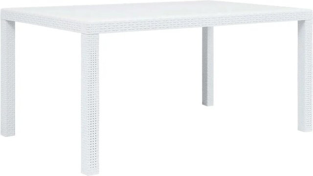 Furnicato Gartentisch in Weiß mit Rattan-Optik aus Kunststoff, B/T/H: 150 x 90 x 72 cm - Bild 1