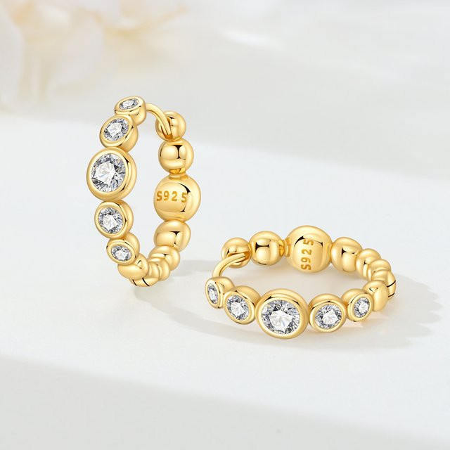 MISEFF Ohrringe, 925 Silber, Gold, Zirkonia - Bild 1