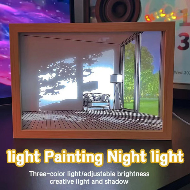 Dekoratives LED-Nachtlicht in Sonnenlicht-Optik als Wandkunst und Tischlampe, dimmbar, USB-Anschluss, Multicolour - Bild 1