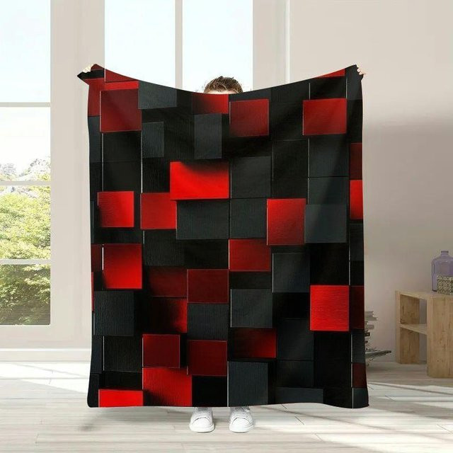 Salt Spray Apparel Wendbare Luxus Tagesdecke in Rot-Schwarz Kariert, B/B: 150 x 200 cm - Bild 1