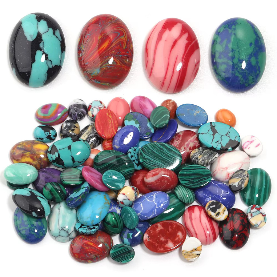 Louleur Cabochon-Perlen, synthetisch, türkisfarben, oval, 10 Stück - Bild 2