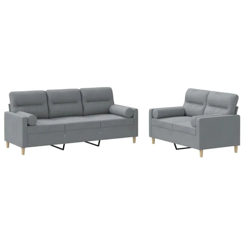 Vidaxl Entspannungsgarnitur mit Kissen in Hellgrau aus Stoff und Metall im modernen Design - Bild 2