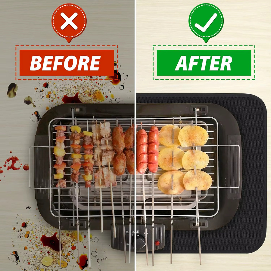 Amduine Hitzebeständige Silikonmatte als Unterlage für Heißluftfritteuse, Ofen und Grill, rechteckig, B/T: 46,0 x 38,0 cm, Farben: beige oder black - Bild 2