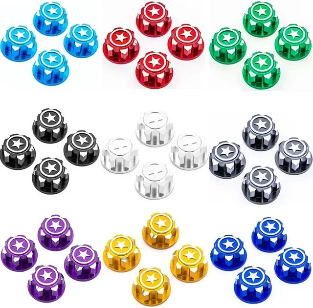 E-Star Hub, 4-teiliges Set, RC Auto Aluminium 17mm Sechskant Radmuttern, staubdicht, anti-rutsch - Bild 1