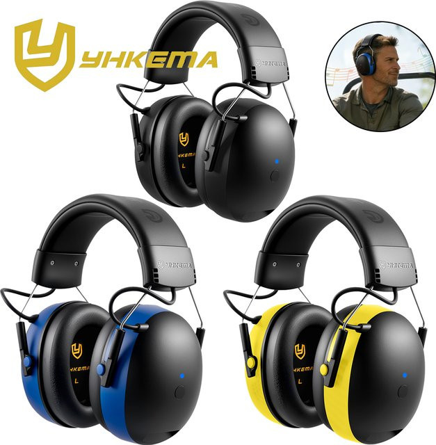 YHKEMA EB20 Bluetooth-Gehörschutzkopfhörer in Blau mit 28dB NRR und AUX-Modus für Schießsport, Rasenmähen und Bauarbeiten - Bild 1