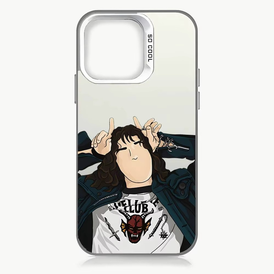 E-Eddie Munson Handyhülle mit Laser-Effekt in Silber für iPhone 11 bis iPhone 17 Pro Max Plus und Air Modelle - Bild 5
