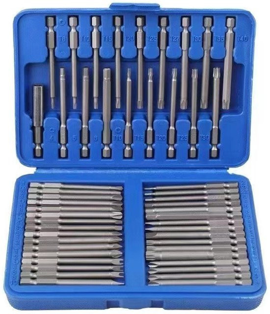 Kkmoon Schraubendreherbit-Set mit 50 Stück extra langen magnetischen Sicherheitsbits in Blau aus Stahl - Bild 1