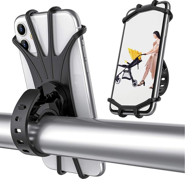 Universeller 360 Grad drehbarer Handy Halter für Baby Kinderwagen in Schwarz - Bild 1