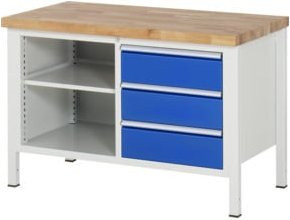 Rau Werkbank 8462A2 höhenverstellbar mit 3 Schubladen, B/T/H: 125 x 70 x 84-104 cm - Bild 1