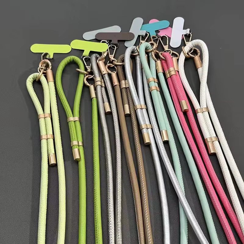 ZHANZHI Universal Leder Handy Lanyard als verstellbares Schulterband in Silber und Grau für dich - Bild 1