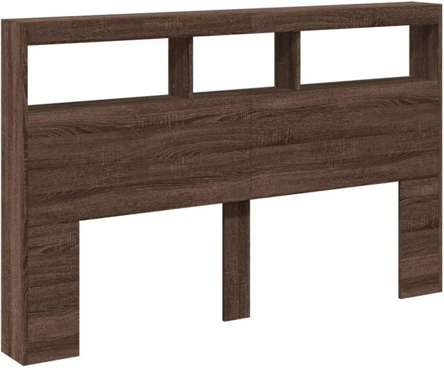 vidaXL LED-Kopfteil mit Ablage und USB-Anschluss in Eiche Braun, B/T/H: 160 x 17 x 102 cm - Bild 1