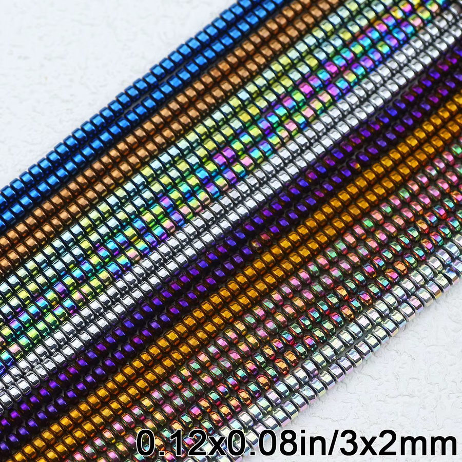 JHNBY Hämatit Perlen, Mehrfarbig, Naturstein, 3x2mm - Bild 4