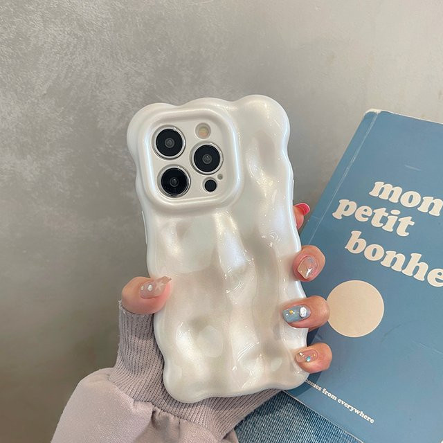 KASONPAI Silikon Handyhülle Bubble Wave Curly Edge in Pearl White für iPhone 17 Air 16 13 14 12 11 15 Plus - Bild 1