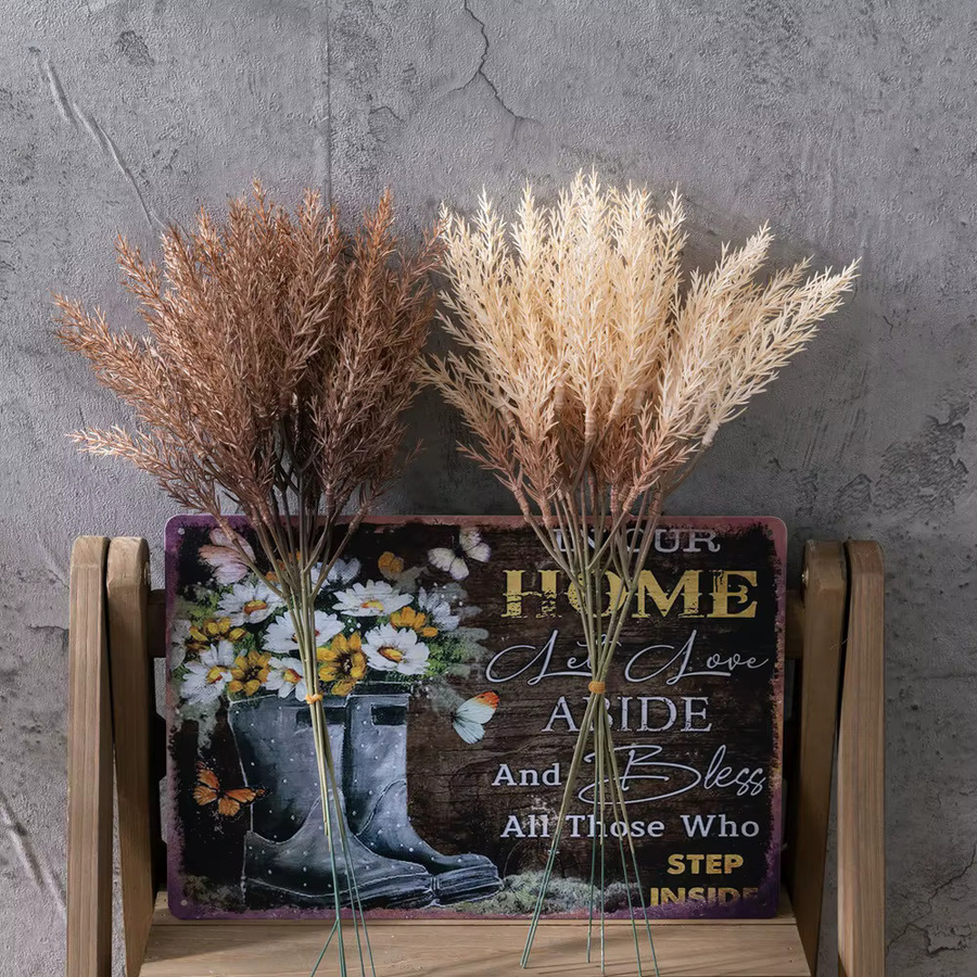 6er Set Künstliches Weizen-Gras Bouquet von Uflower in Milchweiß, Kunststoff-Dekoration für Tisch, Garten und Hochzeit - Bild 3