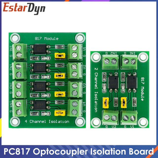 Estardyn PC817 4-Kanal Optokoppler Isolationsplatine Spannungsadapter 3,3 V bis 5 V, Farbe: Grün - Bild 1