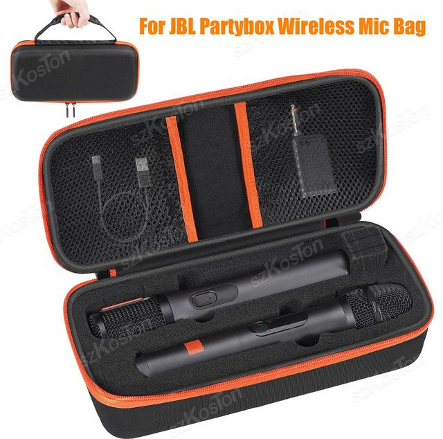 JBL Reise-Aufbewahrungstasche für 2 Mikrofone, kabellose Mikrofonhülle mit verstellbarem DIY-Schaum, Schwarz - Bild 1